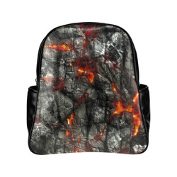 Red fire, black stone fantastic abstract texture Multi-Pockets Backpack (Model 1636)