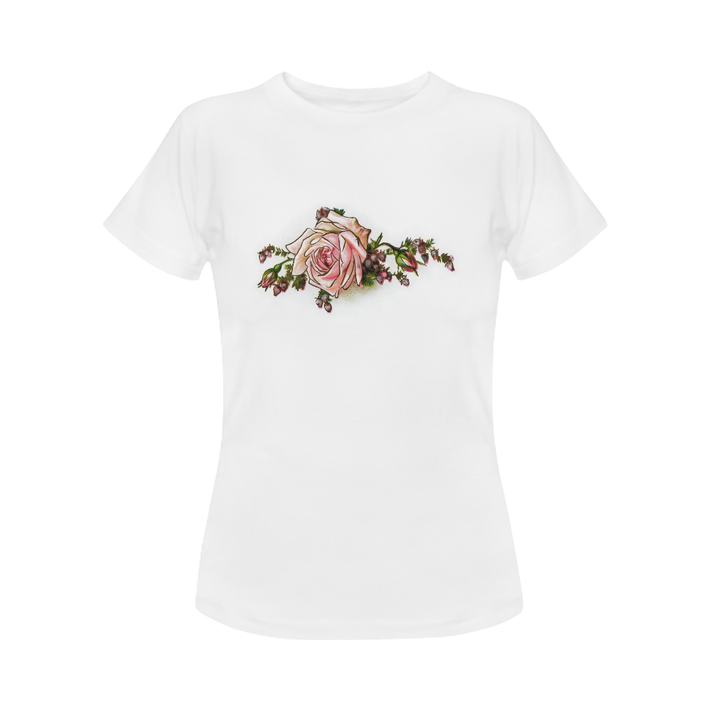 Vintage Rose Floral Women's Classic T-Shirt (Model T17）