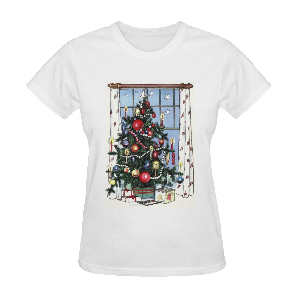 Retro Christmas Tree Sunny Women's T-shirt (Model T05)