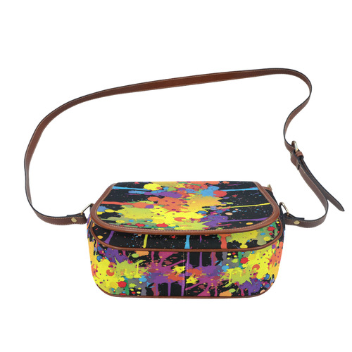 CRAZY multicolored double running SPLASHES Saddle Bag/Small (Model 1649) Full Customization