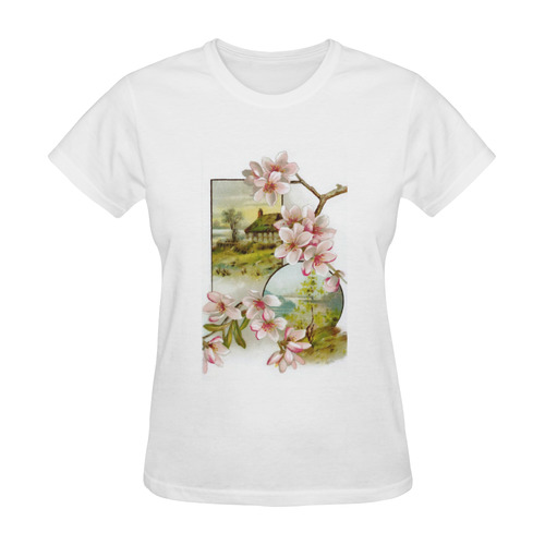 Victorian Pink Floral Sunny Women's T-shirt (Model T05)
