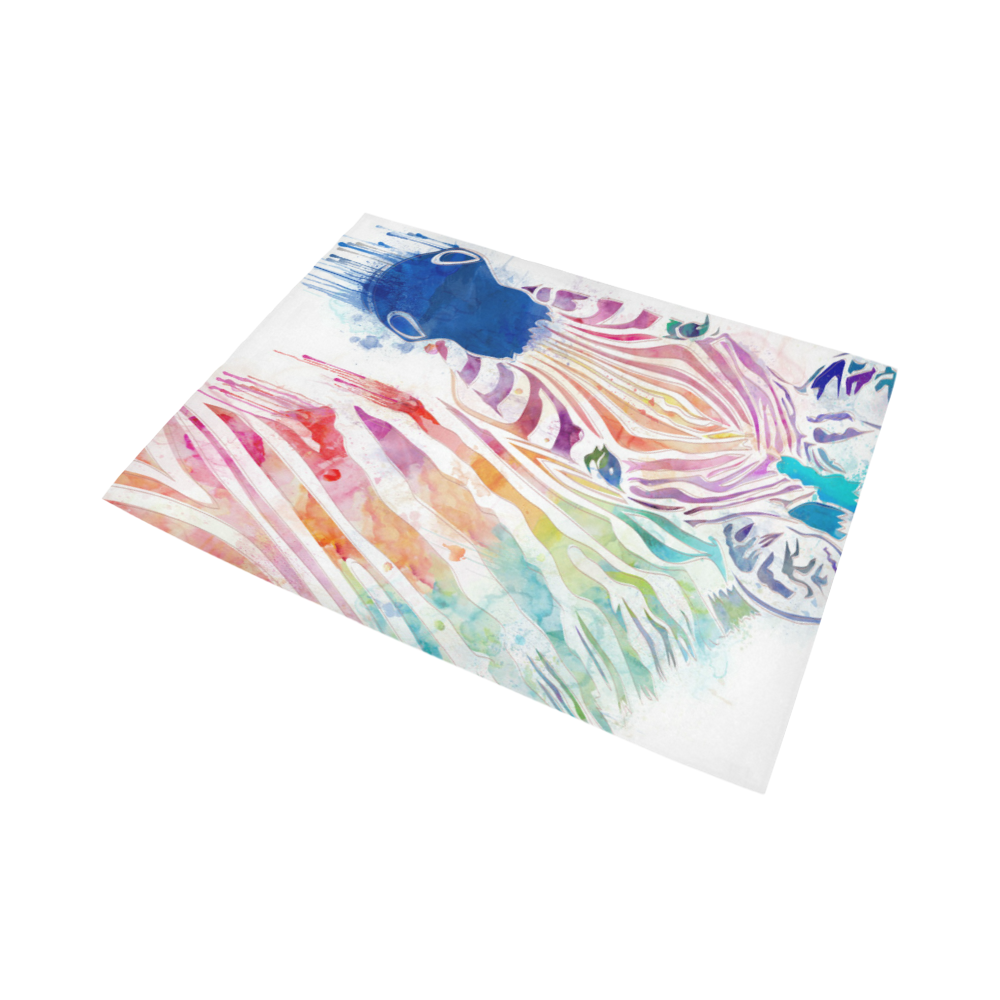 watercolor rainbow zebra Area Rug7'x5'