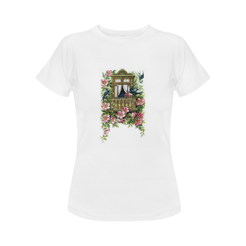 Vintage Birds and Flowers Women's Classic T-Shirt (Model T17）