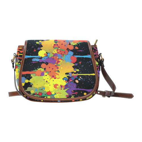 CRAZY multicolored double running SPLASHES Saddle Bag/Small (Model 1649) Full Customization