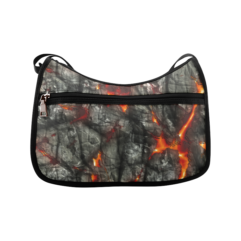 Red fire, black stone fantastic abstract texture Crossbody Bags (Model 1616)