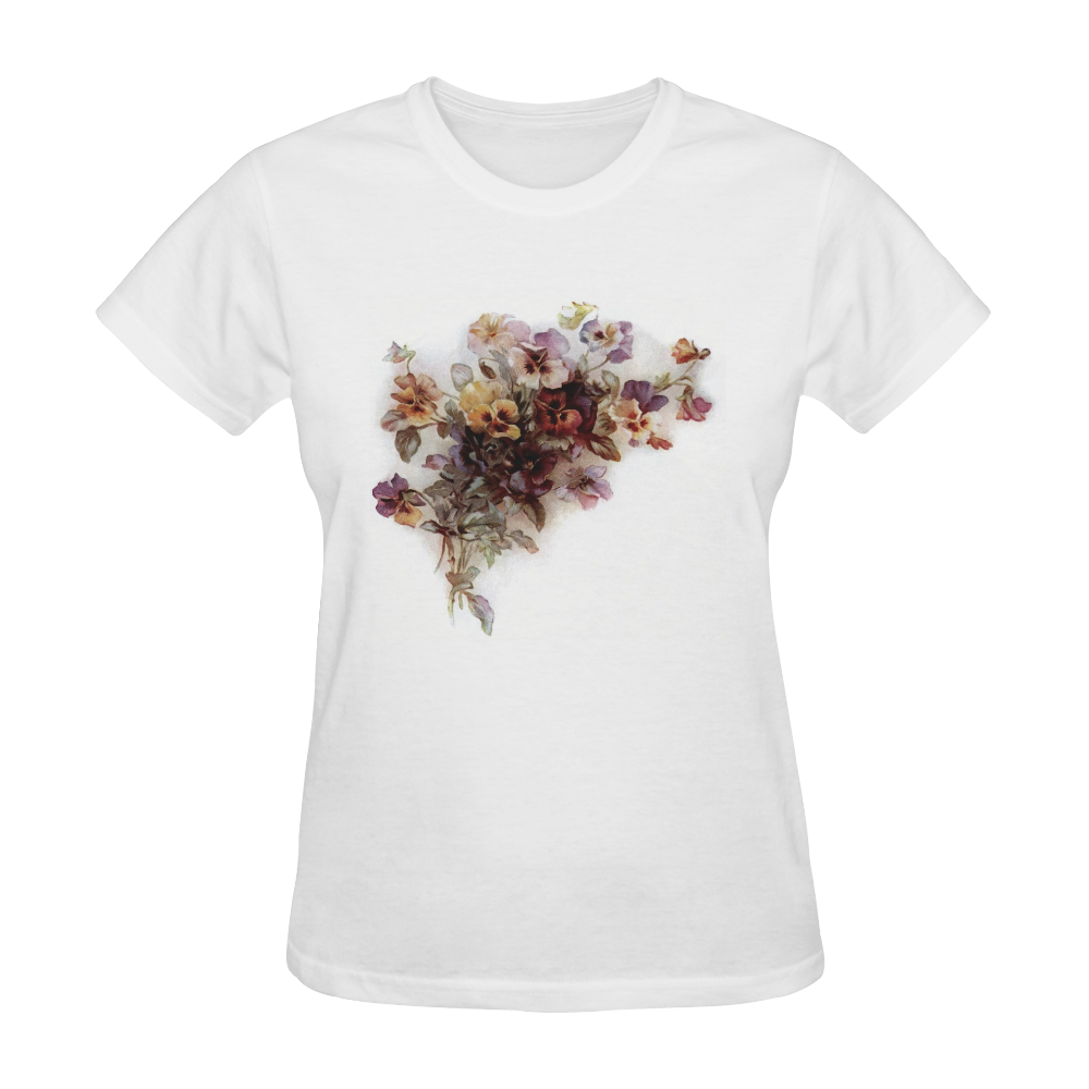 Vintage Pansy Floral Sunny Women's T-shirt (Model T05)