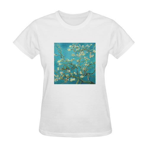 Vincent Van Gogh Blossoming Almond Tree Floral Art Sunny Women's T-shirt (Model T05)