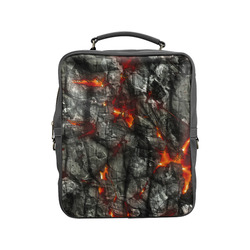 Red fire, black stone fantastic abstract texture Square Backpack (Model 1618)