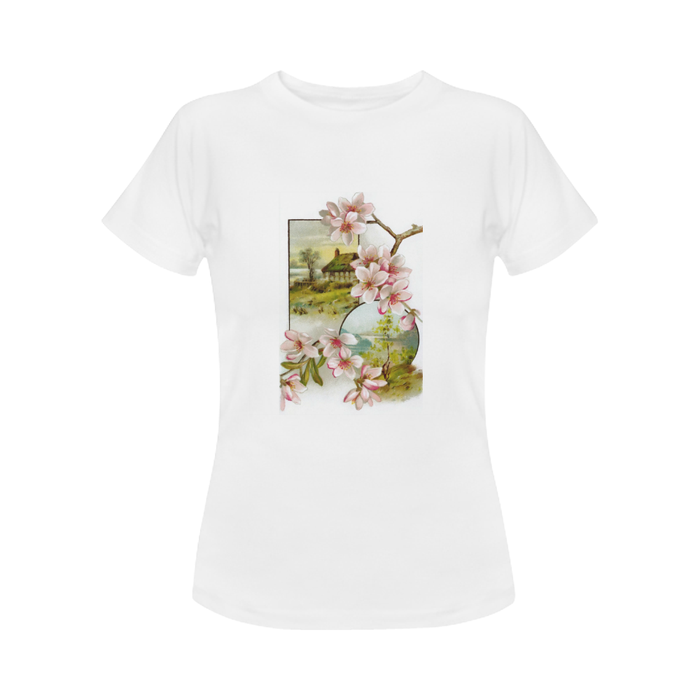 Victorian Pink Floral Women's Classic T-Shirt (Model T17）