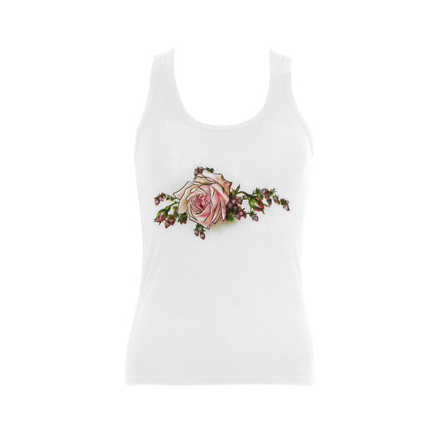 Vintage Rose Floral Women's Shoulder-Free Tank Top (Model T35)