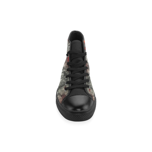 Red fire, black stone fantastic abstract texture Men’s Classic High Top Canvas Shoes /Large Size (Model 017)