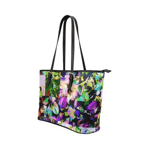Foliage Patchwork #14 - Jera Nour Leather Tote Bag/Small (Model 1651)