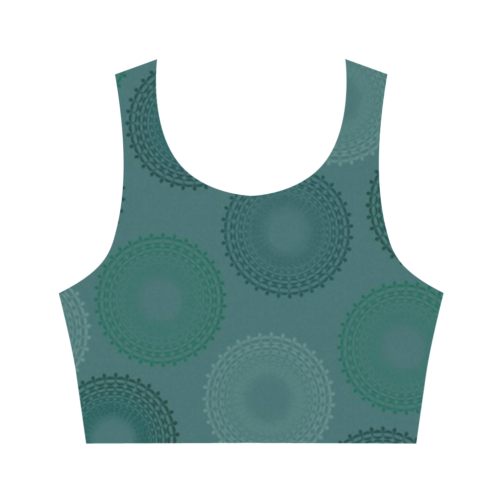 Jaded Teal Lace Doily Women's Crop Top (Model T42)