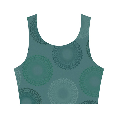 Jaded Teal Lace Doily Women's Crop Top (Model T42)