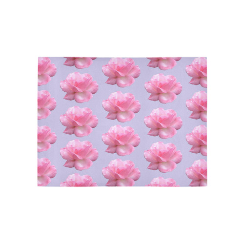 Pink Roses Pattern on Blue Area Rug 5'3''x4'