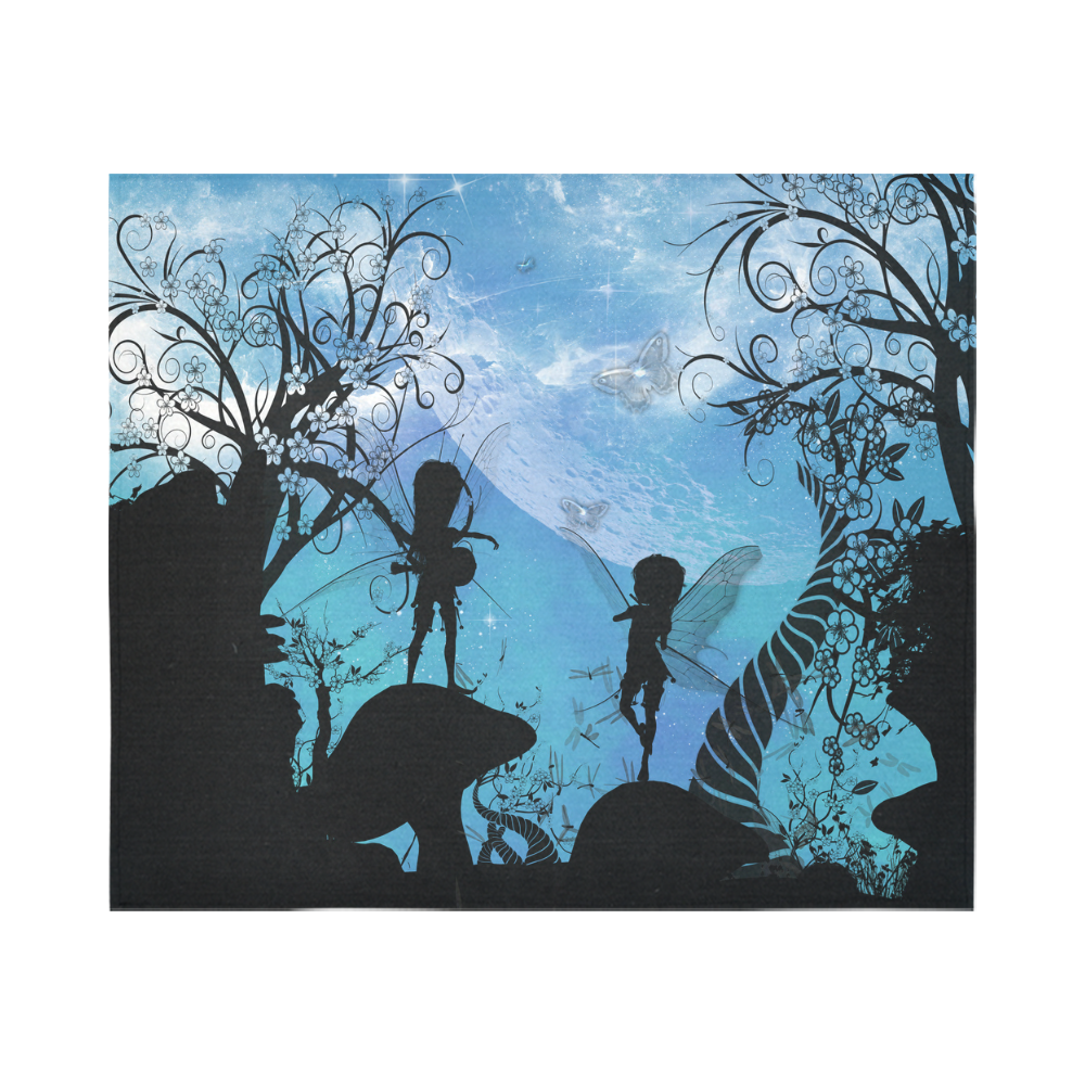 Flying fairy in the dark night Cotton Linen Wall Tapestry 60"x 51"