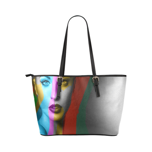 Color Leather Tote Bag/Small (Model 1651)