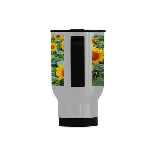 Sunflower Field Travel Mug (Silver) (14 Oz)