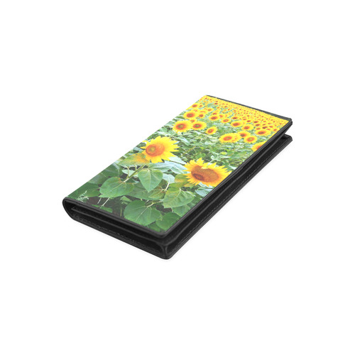 Sunflower Field Women's Leather Wallet (Model 1611)