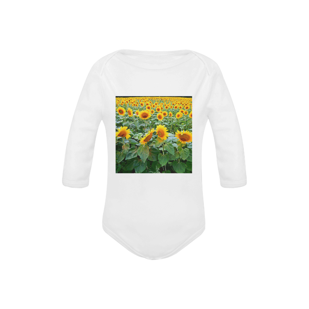 Sunflower Field Baby Powder Organic Long Sleeve One Piece (Model T27)