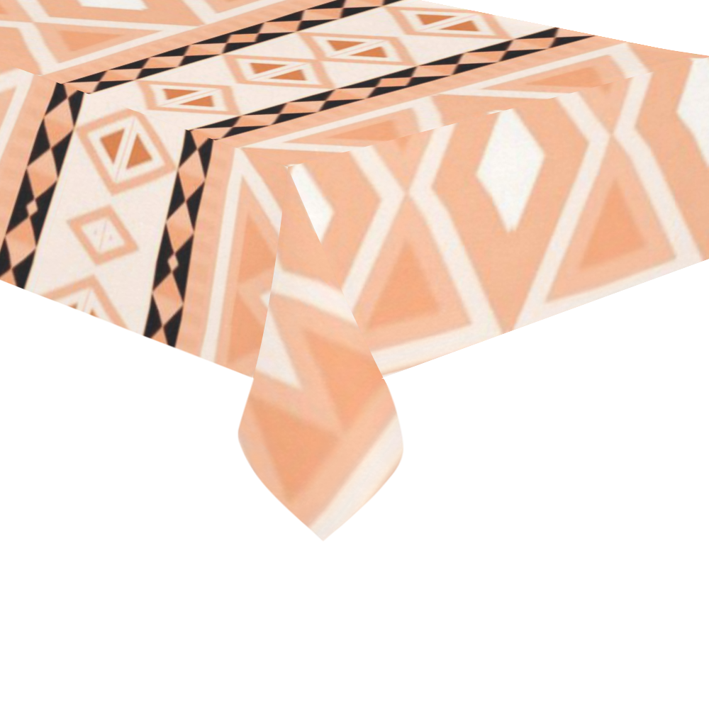 tribal border patternl,peach Cotton Linen Tablecloth 60"x120"