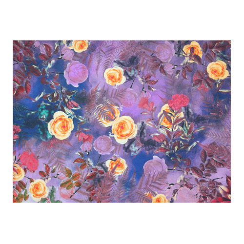 flowers 1 Cotton Linen Tablecloth 52"x 70"