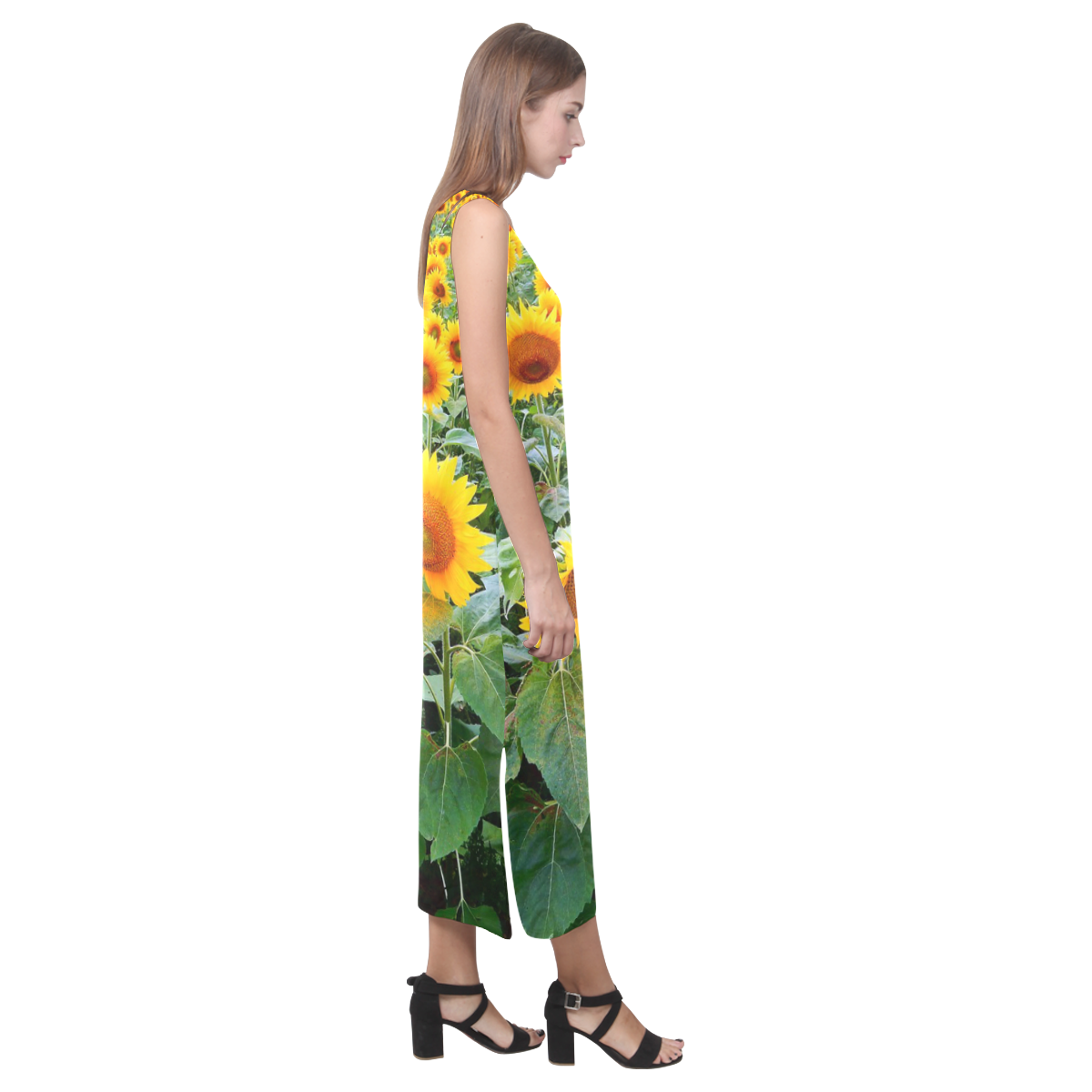 Sunflower Field Phaedra Sleeveless Open Fork Long Dress (Model D08)
