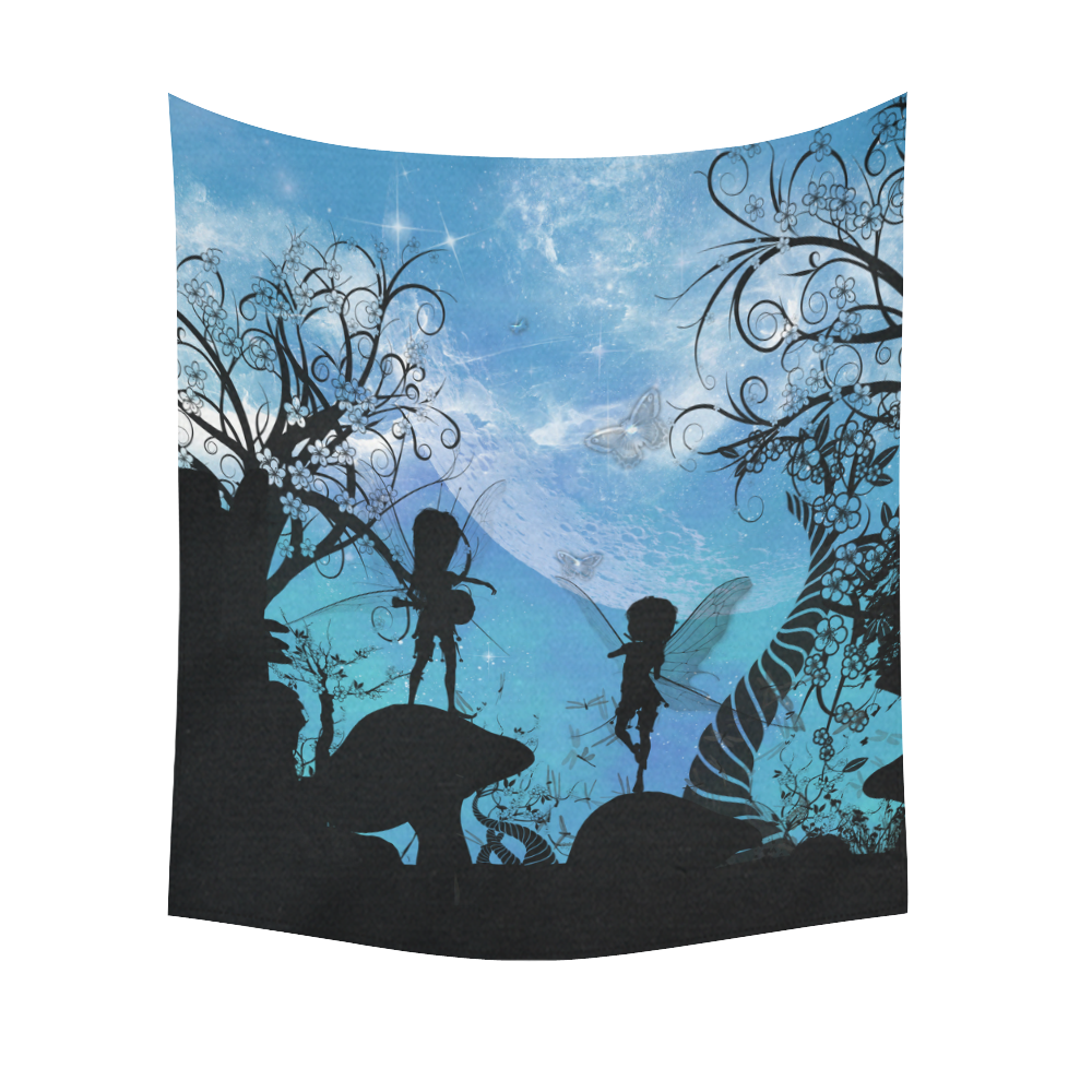 Flying fairy in the dark night Cotton Linen Wall Tapestry 51"x 60"