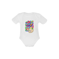 Colorful Finger Painting  with Artists Palette Baby Powder Organic Short Sleeve One Piece (Model T28)