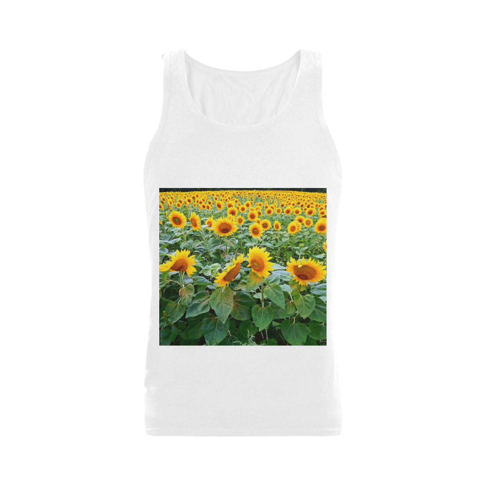 Sunflower Field Men's Shoulder-Free Tank Top (Model T33)