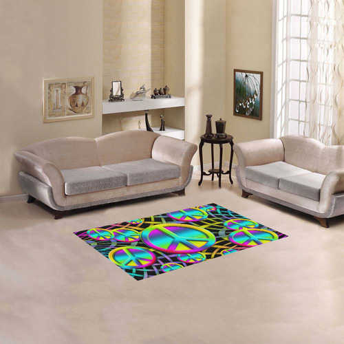 Neon Colorful PEACE pattern Area Rug 2'7"x 1'8‘’