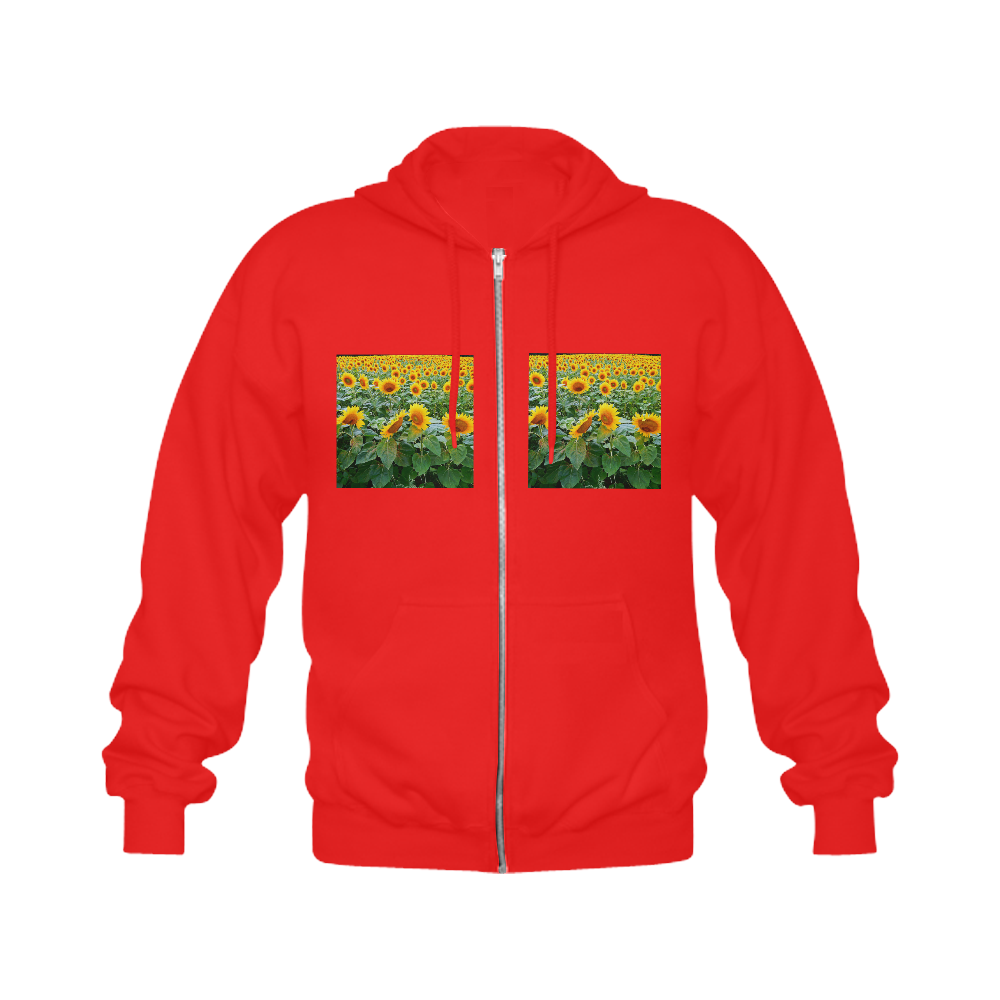 Sunflower Field Gildan Full Zip Hooded Sweatshirt (Model H02)