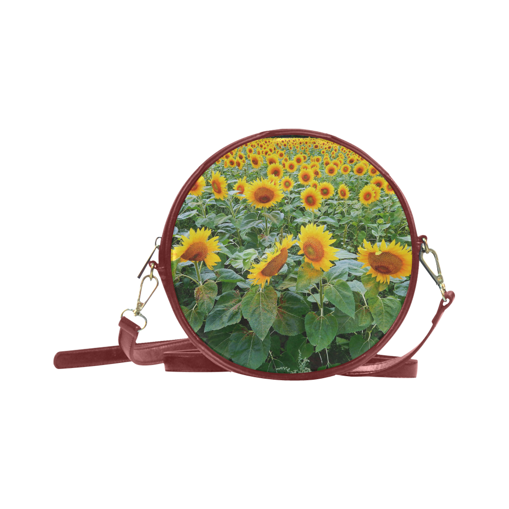 Sunflower Field Round Sling Bag (Model 1647)