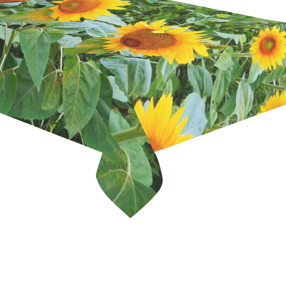 Sunflower Field Cotton Linen Tablecloth 60"x120"