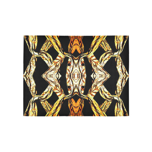 Elegant Oriental Pattern Black Gold Area Rug 5'3''x4'