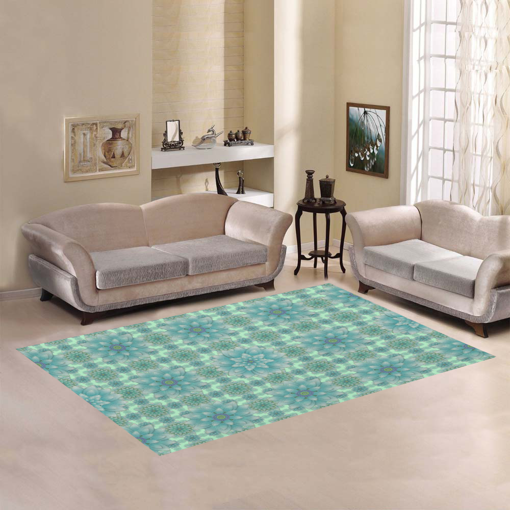 Turquoise Happiness Area Rug7'x5'