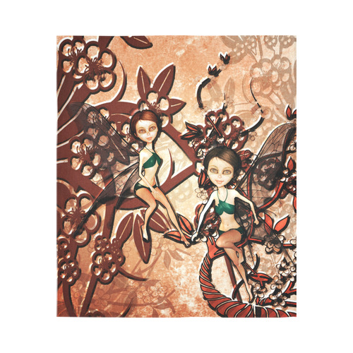 Cute, sweet fairys flying in a fantasy wood Cotton Linen Wall Tapestry 51"x 60"