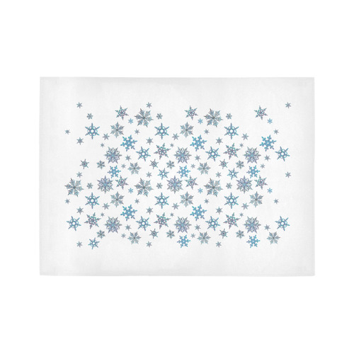 Snowflakes, Blue snow original design Area Rug7'x5'