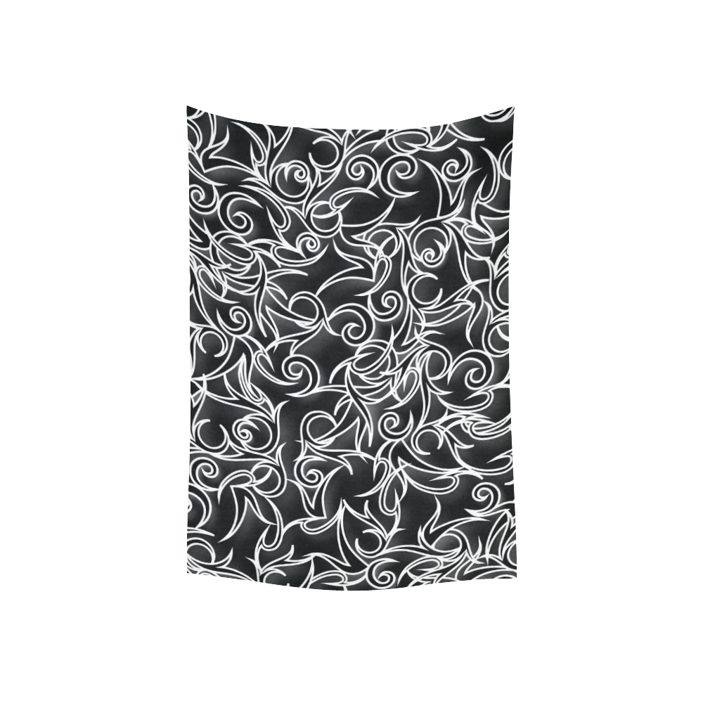 Black Tribal Turns Cotton Linen Wall Tapestry 40"x 60"