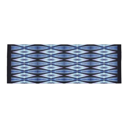 Blue White Diamond Pattern Area Rug 9'6''x3'3''