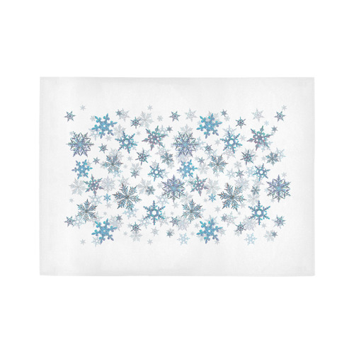 Snowflakes, Blue snow, stitched Area Rug7'x5'