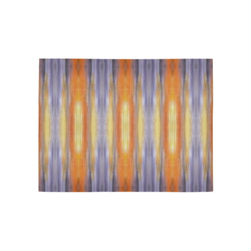Gray Orange Stripes Pattern Area Rug 5'3''x4'