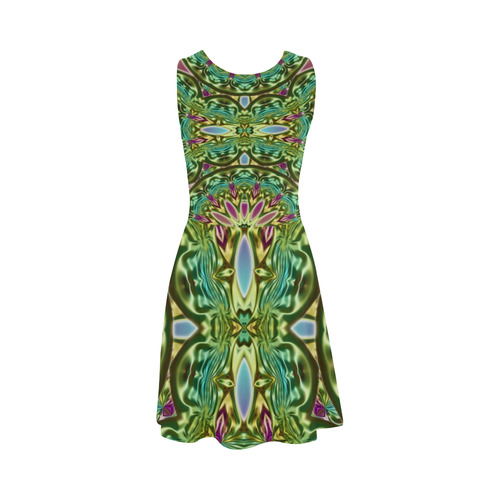 One and two half MANDALA green magenta cyan Atalanta Sundress (Model D04)