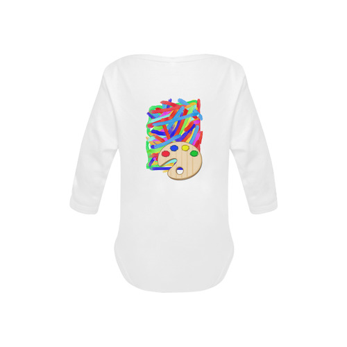 Colorful Finger Painting  with Artists Palette Baby Powder Organic Long Sleeve One Piece (Model T27)