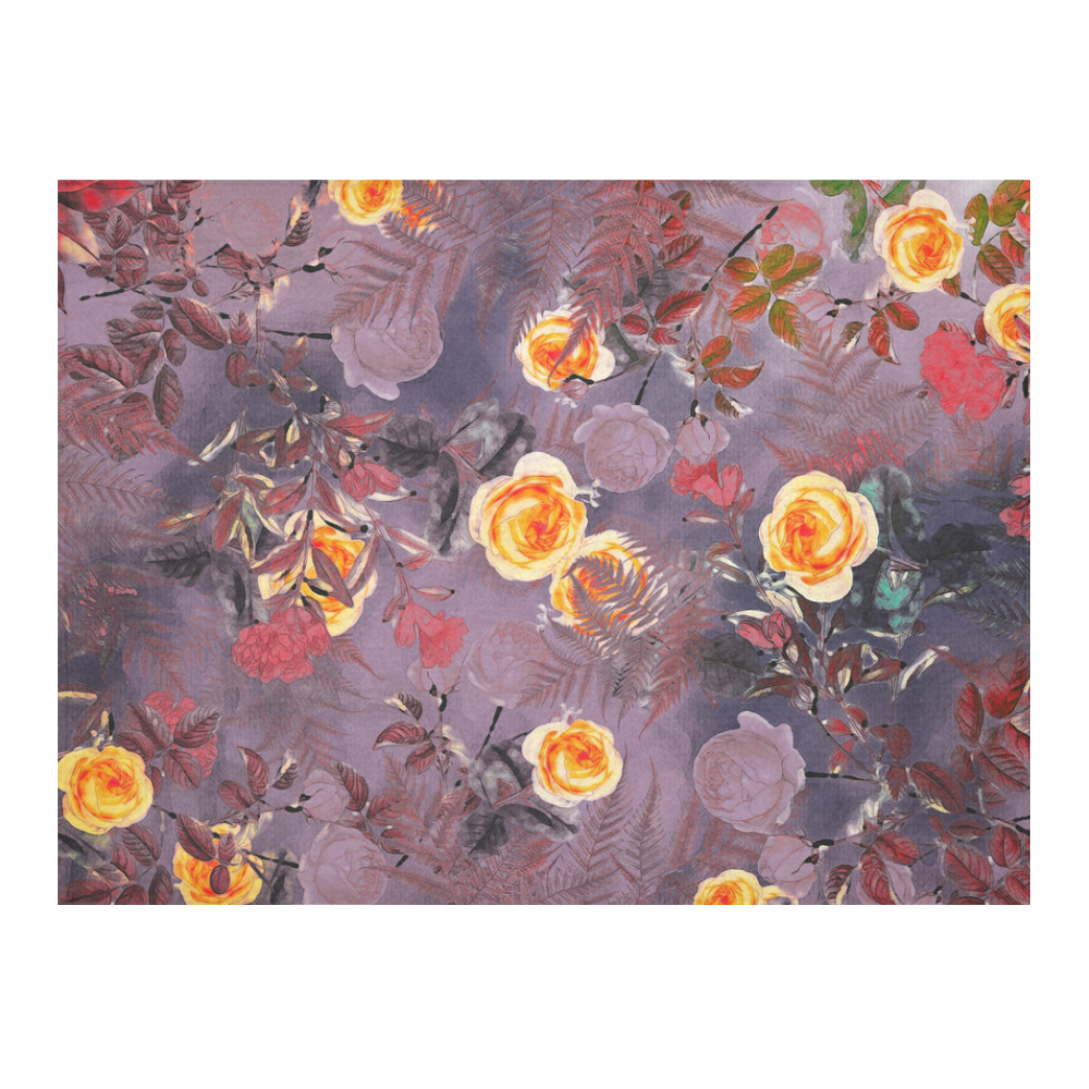 flowers 2 Cotton Linen Tablecloth 52"x 70"
