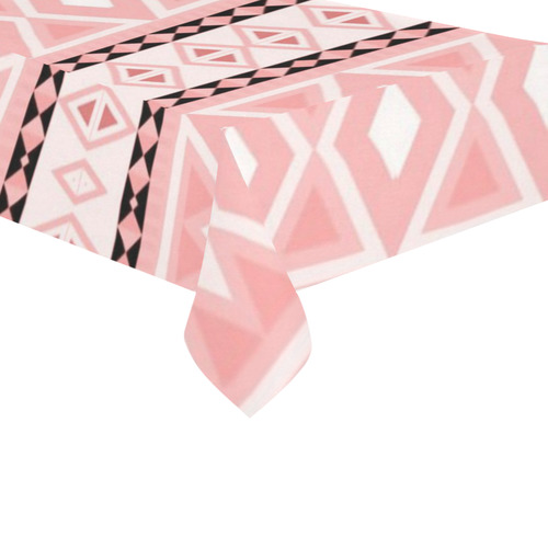 tribal border pattern ,pink Cotton Linen Tablecloth 60"x120"