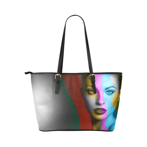 Just Colors Leather Tote Bag/Large (Model 1651)