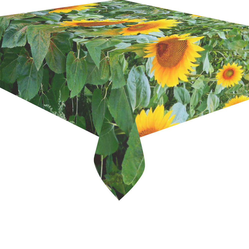 Sunflower Field Cotton Linen Tablecloth 52"x 70"