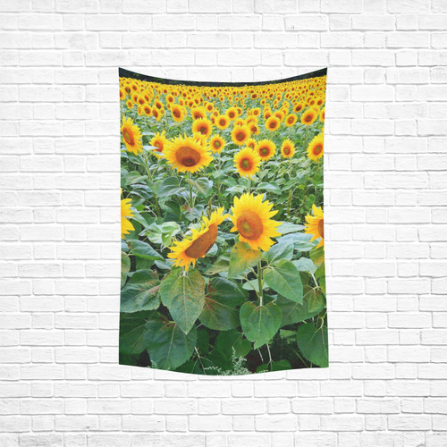Sunflower Field Cotton Linen Wall Tapestry 40"x 60"