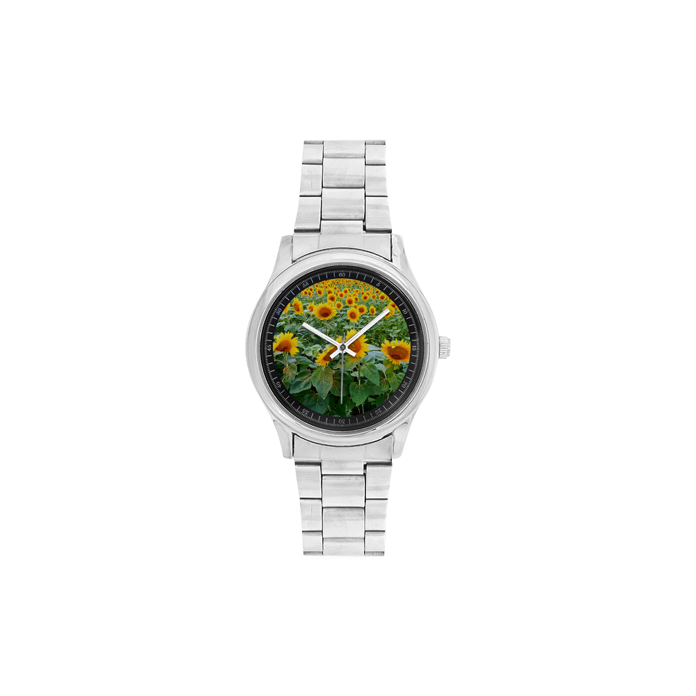 Sunflower Field Men's Stainless Steel Watch(Model 104)
